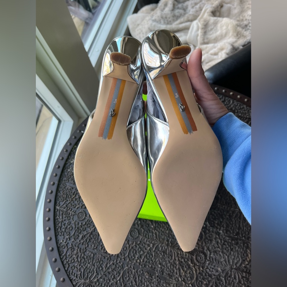 SAM EDELMAN BIANKA SLING BACK PUMPS IN NATURAL SATIN 6.5 - Picture 7 of 7